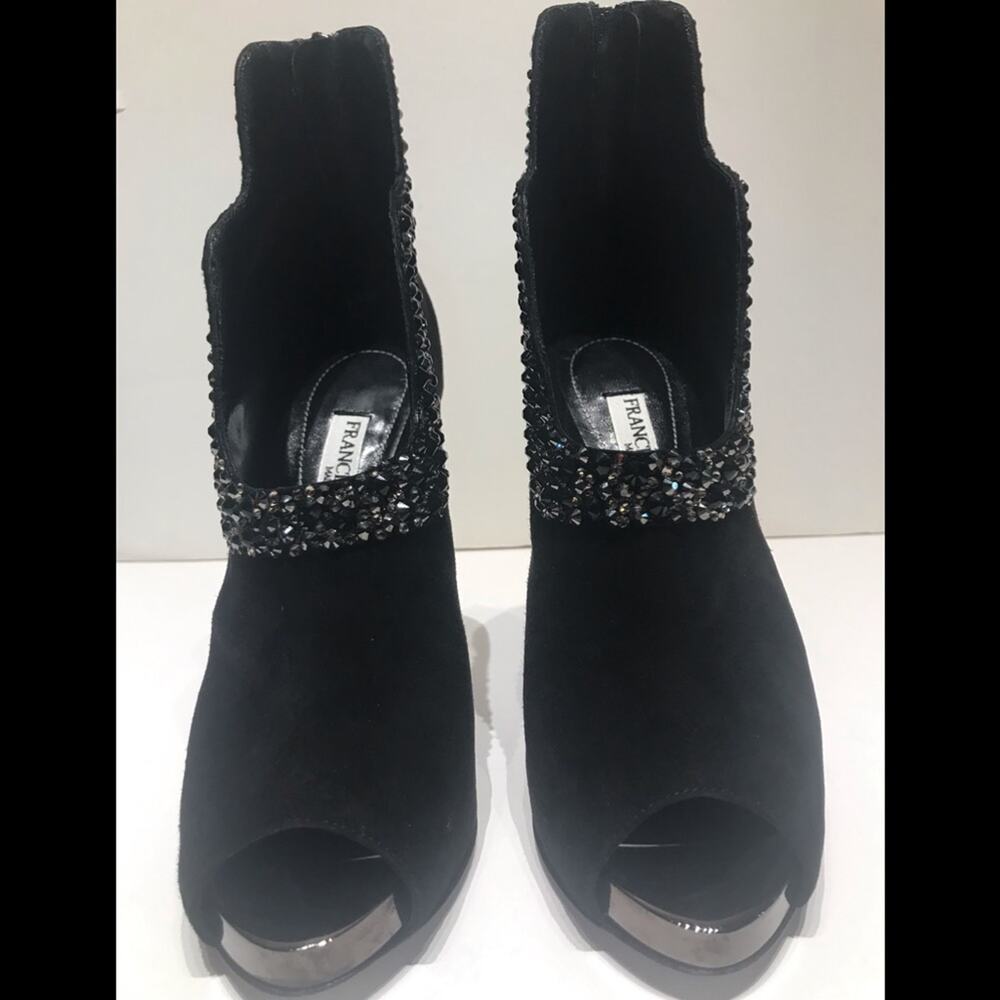 Francesco Sacco black suede open toe bootie